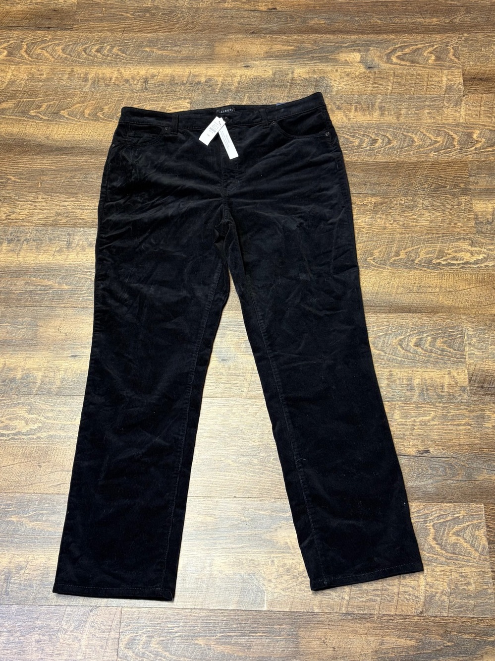Talbots Corduroy Pants Straight Leg High Waist Womens 14P Petite Black